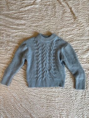 VILA Sky Blue Cable Knit Turtleneck Sweater